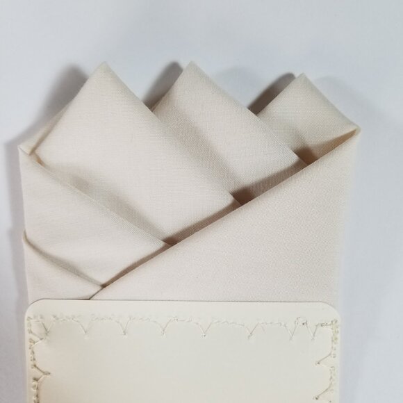 NEW Cream 100% Cotton Pre-Folded Pocket Square Handkerchief Insert - Picture 5 of 7